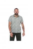 Erkek Haki Polo Yaka Desenli Modern Kesim Polyester T-Shirt F5210