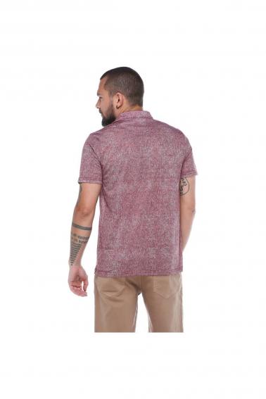 Erkek Bordo Polo Yaka Desenli Modern Kesim Polyester T-Shirt F5210