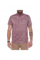 Erkek Bordo Polo Yaka Desenli Modern Kesim Polyester T-Shirt F5210