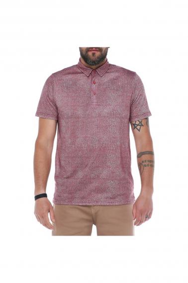 Erkek Bordo Polo Yaka Desenli Modern Kesim Polyester T-Shirt F5210