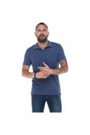 Erkeke İndigo Polo Denim Yaka Nakışlı Pike Slim Fit T-Shirt F559