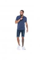 Erkeke İndigo Polo Denim Yaka Nakışlı Pike Slim Fit T-Shirt F559