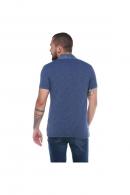 Erkeke İndigo Polo Denim Yaka Nakışlı Pike Slim Fit T-Shirt F559