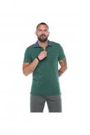 Erkeke Yeşil Polo Denim Yaka Nakışlı Pike Slim Fit T-Shirt F559