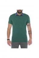Erkeke Yeşil Polo Denim Yaka Nakışlı Pike Slim Fit T-Shirt F559