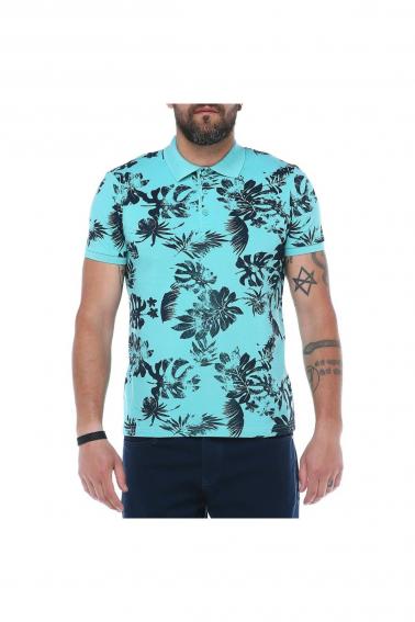 Erkek Mint Polo Yaka Desenli Pike Modern Kesim T-Shirt F5229