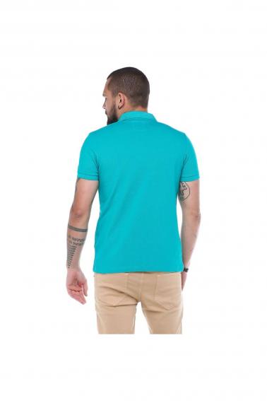 Erkek Zümrüt Polo Yaka FBI Desenli Pike Modern Kesim T-Shirt F5230