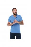 Erkek Mavi Polo Yaka Pike Likralı Modern Kesim Kısa Kollu T-Shirt F5186