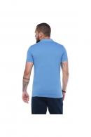 Erkek Mavi Polo Yaka Pike Likralı Modern Kesim Kısa Kollu T-Shirt F5186