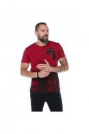 Erkek Bordo Bisiklet Yaka Baskılı Armalı Slim Fit Kısa Kollu T-Shirt F5194