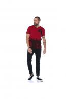 Erkek Bordo Bisiklet Yaka Baskılı Armalı Slim Fit Kısa Kollu T-Shirt F5194