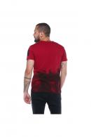 Erkek Bordo Bisiklet Yaka Baskılı Armalı Slim Fit Kısa Kollu T-Shirt F5194