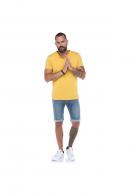 Erkek Sarı V Yaka Modern Kesim Kısa Kollu T-Shirt F036
