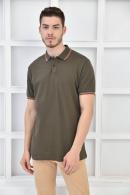 Haki Erkek Polo Yaka Modern Kesim Pike Kumaş T-Shirt F5421