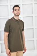 Haki Erkek Polo Yaka Modern Kesim Pike Kumaş T-Shirt F5421