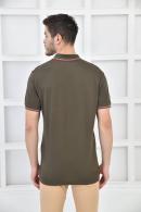 Haki Erkek Polo Yaka Modern Kesim Pike Kumaş T-Shirt F5421