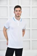 Beyaz Erkek Polo Yaka Modern Kesim Pike Kumaş T-Shirt F5421