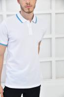 Beyaz Erkek Polo Yaka Modern Kesim Pike Kumaş T-Shirt F5421