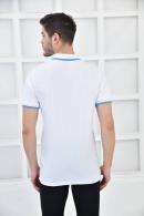 Beyaz Erkek Polo Yaka Modern Kesim Pike Kumaş T-Shirt F5421