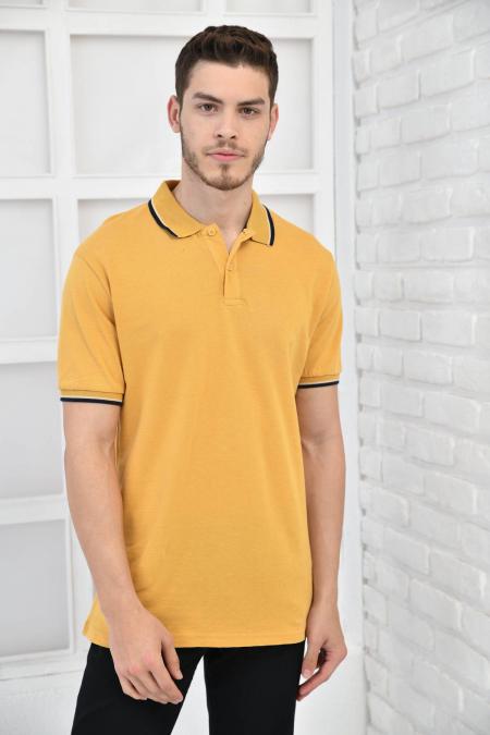 Hardal Erkek Polo Yaka Modern Kesim Pike Kumaş T-Shirt F5421