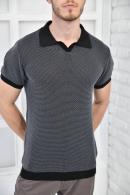 Siyah Erkek Polo Yaka Triko Örgü Slim Fit T-Shirt F93076