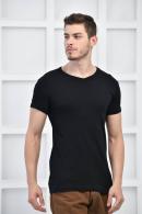 Siyah Erkek V Yaka Basıc Likralı T-Shirt F5123