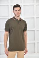 Haki Erkek Polo Yaka Modern Kesim Pike Kumaş T-Shirt F5421