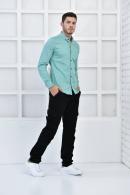 Mint Erkek Gabardin Slim Fit Düğmeli Yaka Gömlek F6204