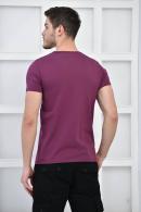 Bordo Erkek V Yaka Basıc Likralı Slim Fit T-Shirt F5173