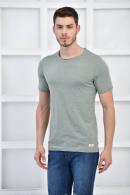 Haki Erkek Bisiklet Yaka Slim Fit Yaka Ve Kol Detaylı T-Shirt F51583