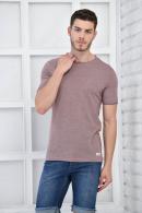 Kiremit Erkek Bisiklet Yaka Slim Fit Yaka Ve Kol Detaylı T-Shirt F51583