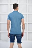 Petrol Erkek Düz Pike Polo Yaka Likralı Slim Fit Nakışlı T-Shirt F51606