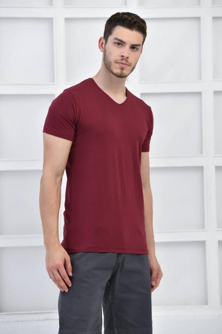 Mürdüm Erkek V Yaka Full Likralı Silim Fit Basıc T-Shirt F51565