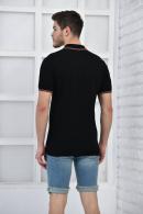 Siyah Erkek Polo Yaka Modern Kesim Pike Kumaş T-Shirt F5421