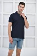 Lacivert Erkek Düz Pike Polo Yaka Likralı Slim Basıc T-Shirt F51610