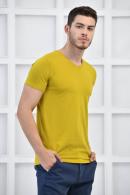 Hardal Erkek V Yaka Basıc Likralı Slim Fit T-Shirt F5173