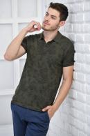 Haki Erkek Desenli Pike Polo Yaka Slim Fit T-Shirt F51603