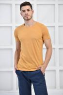 Hardal Erkek Bisiklet Yaka İnce Çizgili Likralı Slim Fit T-Shirt F5432