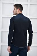 Lacivet Erkek Denim Yıkamalı Taşlamalı Cepli Slim Fit Kot Gömlek F6142