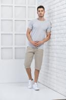 Beyaz Erkek Bisiklet Yaka İnce Çizgili Likralı Slim Fit T-Shirt F5432