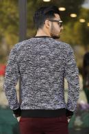 Erkek Siyah Slim Fit Bisiklet Yaka Baskılı 2 İplik Ribanalı Sweatshirt F2003B