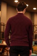 Erkek Bordo Slim Fit  Bisiklet Yaka Selanik Sweatshirt F51554