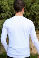 Erkek Beyaz Slim Fit  V Yaka Penye Uzun Kol T-Shirt F51550