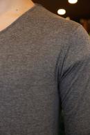 Erkek Antrasit Slim Fit  V Yaka Penye Uzun Kol T-Shirt F51550