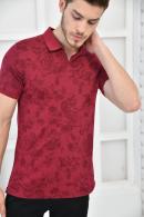 Bordo Erkek Desenli Pike Polo Yaka Slim Fit T-Shirt F51603