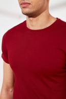 Bordo Erkek Basic Pamuklu Bisiklet Yaka Slim Fit T-Shirt F51624