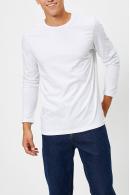 Erkek Beyaz Slim Fit  Bisiklet Yaka Penye Uzun Kol T-Shirt F51549
