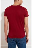 Bordo Erkek Basic Pamuklu Bisiklet Yaka Slim Fit T-Shirt F51624