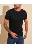 Siyah Erkek Basic Pamuklu Bisiklet Yaka Slim Fit T-Shirt F51624