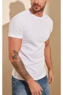 Beyaz Erkek Basic Pamuklu Bisiklet Yaka Slim Fit T-Shirt F51624